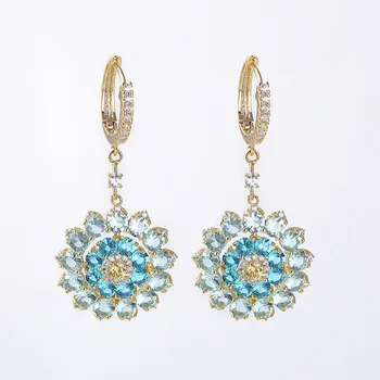 

Sun Drop Earrings with Cubic Zirconia Luxury Women Wedding Jewelry Shinning Beautiful Pendant Earrings Brass Jewelry Wholesale