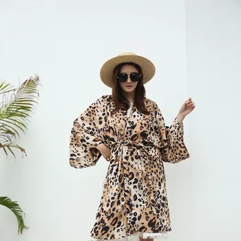 

Spring and autumn new beach sunscreen drape shoulder leopard print scarf female chiffon scarf shawl dual use
