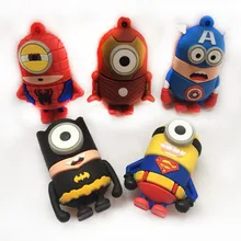 USB флеш-накопитель с миньонами, легко обучаемый, мультяшный, USB 2,0, 16 ГБ, 32 ГБ, 64 ГБ, 128 ГБ, милый Супермен, флеш-накопитель, карта памяти, флешка