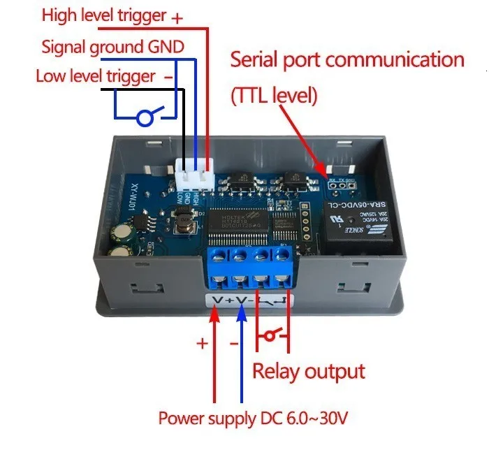 DC12V Светодиодный модуль реле с цифровой задержкой времени Программируемый таймер реле переключатель управления цикл запуска времени с чехол для внутреннего