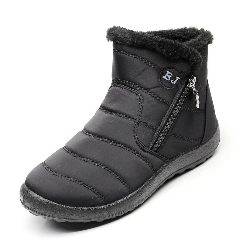 Женские ботинки зимние ботинки женская теплая обувь зимние ботинки повседневная обувь Большие размеры - Цвет: Черный