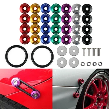 

JDM Aluminum Bumper Quick Release Fastener Trunk Fender Hatch Lid Kit Black For Univeral Vehicles