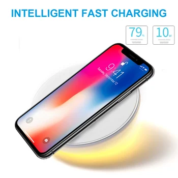 

10W Wireless Charging Pad Desk Lamp Alarm Clock Night Light LED QI Charger Base