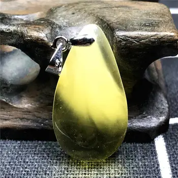 

Necklace Pendant Natural Yellow Amber Jewelry For Woman Man Crystal 27x15x6mm Beads Water Drop Stone Silver Hook Pendant AAAAA