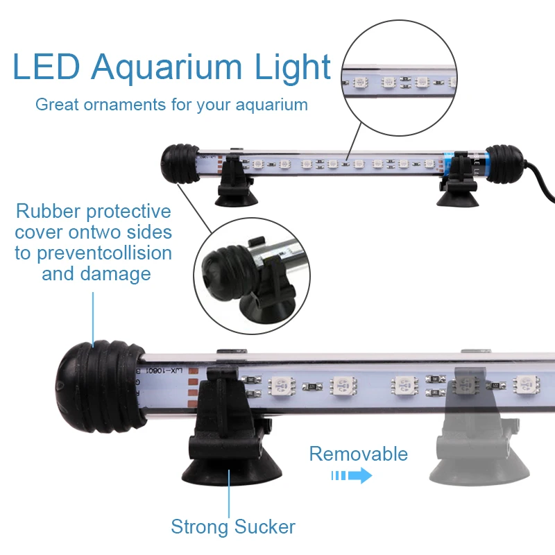 220 В AU Мощность штекер rgb-пульт дистанционного аквариумный светильник аквариума Водонепроницаемый 5050 SMD светодиодный бар светильник водных лампа погружной 18-48 см