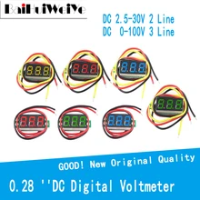 Mini Module d'affichage numérique LED rouge bleu de 0.28 pouces, DC2.5V 30V DC0 100V voltmètre, testeur de tension, panneau de compteur, jauge de moto et de voiture