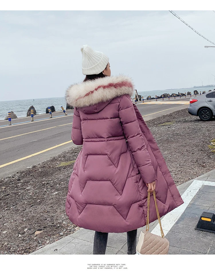 Jielur негабаритный M-3XL пуховик женский 2019 зимний утепленный большой меховой воротник теплое Женское пальто Корейская мода длинное пальто