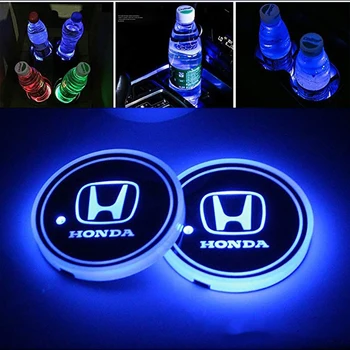

2Pcs Car Led Cup Light Mat Car Logo Led Atmosphere Light LED Cup Drink Holder For Hondas Mugen Power Accord CRV Hrv Jazz
