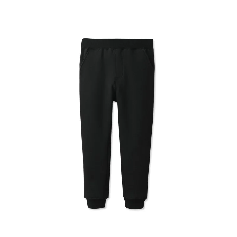 BLACK pants Детские зимние плотные штаны с флисовой подкладкой для мальчиков и девочек теплая детская одежда хлопковые длинные штаны повседневные спортивные штаны для детей от 3 до 12 лет - Цвет: BLACK pants