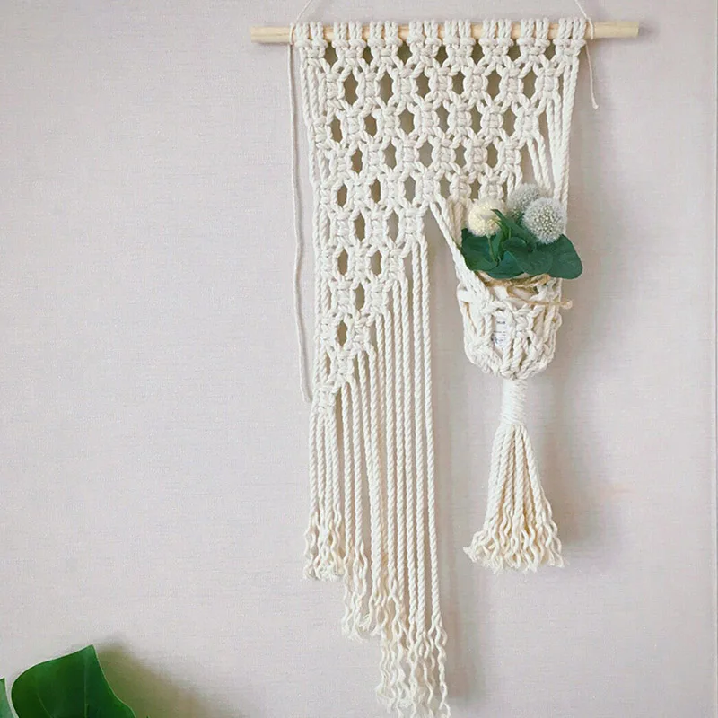 

Hand-woven Cotton Rope Tapestry Basket Dual-use Storage Organizer Bohemian Hand-woven Tapestry LBShipping