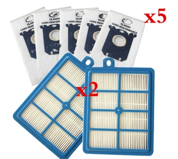 

2 PCS hepa h13 filter H12 wiener filter, Hepa filters for philips FC9150 FC9199 FC9071 Electrolux Parts +5pcs Dust Bags FC8202