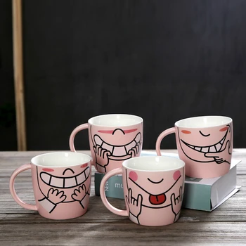 

Ceramics Coffee Mug Breakfast Milk Cappuccino Latte Water Cup Originality Lovely Cartoon Expression Pattern Tea Mug Office Gift