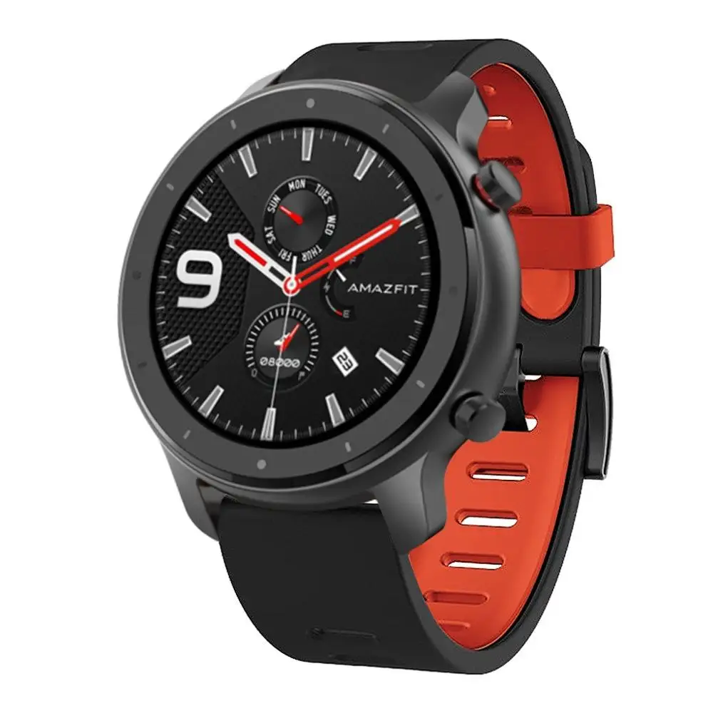 Силиконовый ремешок для часов Huami Amazfit stratos pace gts gtr 47 мм huawei GT2 46 на