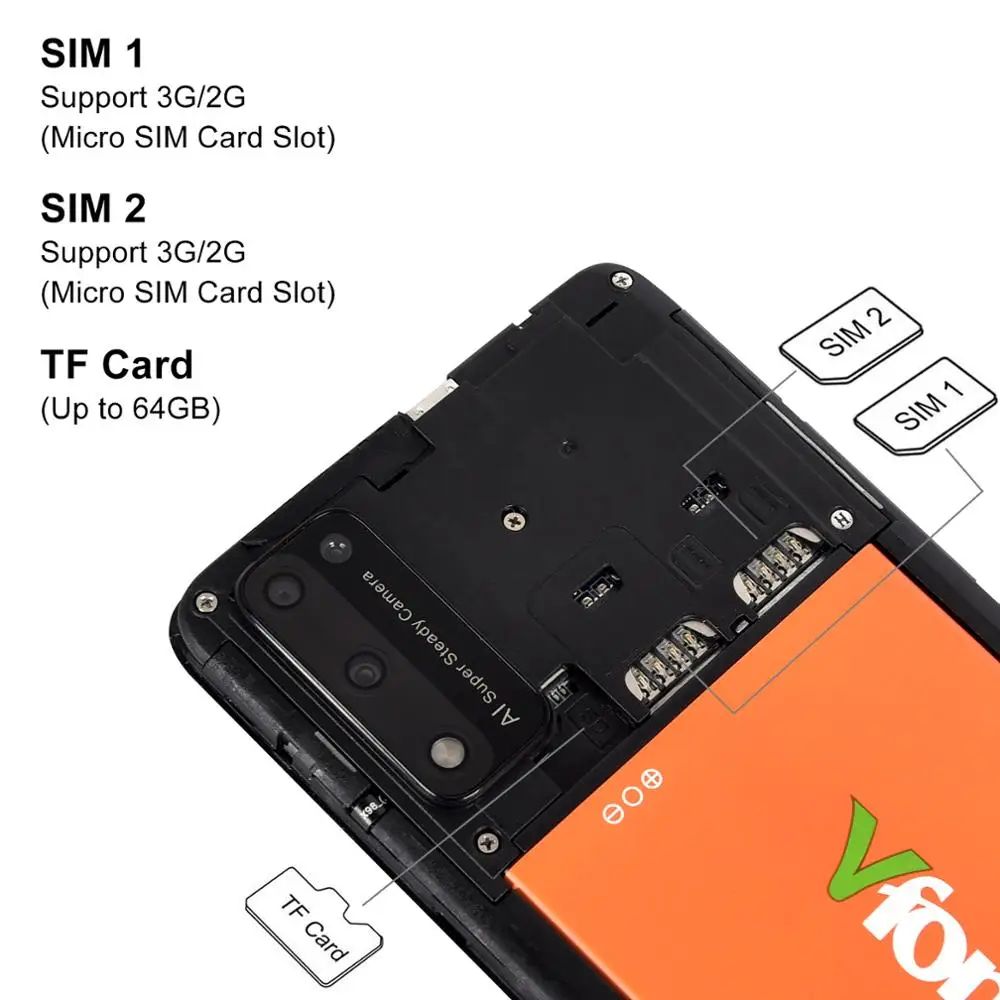 XGODY Y9s 3G Smartphone Android 8.1 Mobile Phones 1GB+8GB 3500mAh 6.3'' Cellphone Unlock 8MP Camera 19:9 Dual SIM Face ID WiFi
