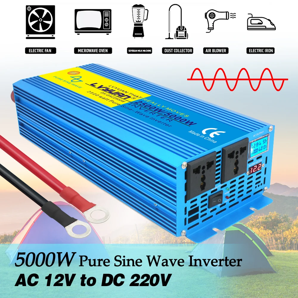 Car Jump Starter&Power Inverter 5000Watts DC12V/24Vto AC 220V Or 110V