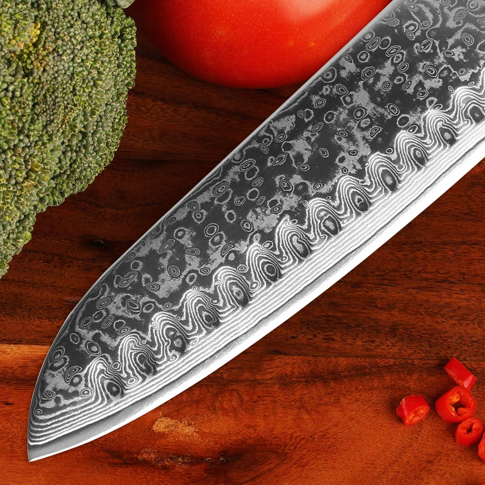 XITUO 7 дюймов нож-Кливер Дамасская сталь японский нож-повара Santoku кованый острый нож для нарезки овощей Кухонные инструменты для приготовления пищи