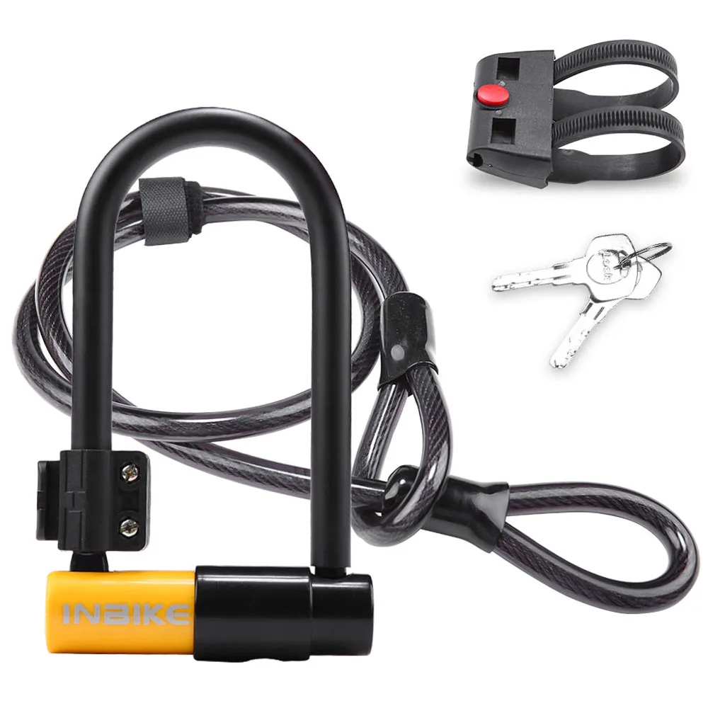 

Lixada Bike Lock Bicycle Lock with 115cm/3.8ft Steel Cable Mounting Bracket Heavy Duty Bicycle U Lock Secure Lock For Bicycle