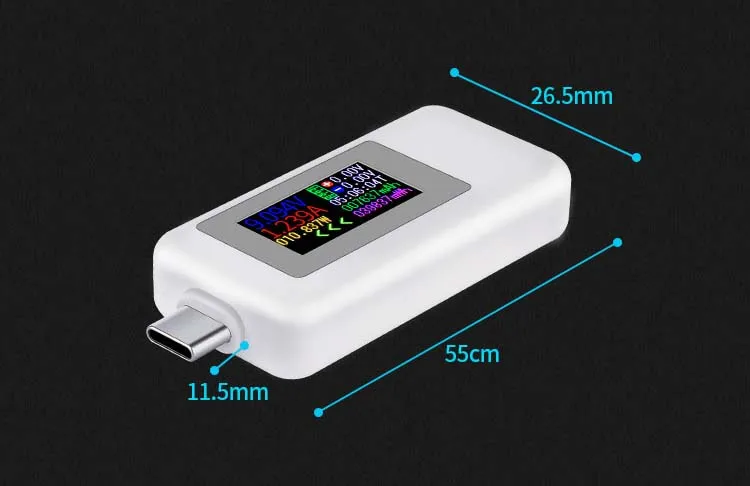 Напряжение Амперметр тип-c тестер Быстрая зарядка USB инструмент измеритель тока Измерение температуры Высокая точность цвет Емкость экрана