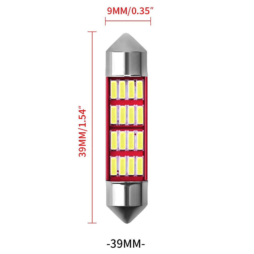 Гирлянда 31-36-39-41mm C5W C10W Автомобильный светодиодный светильник лампочки Canbus Doom лампа Потолочный купол светильник авто интерьер чтение светильник чистый белый 12V - Испускаемый цвет: 39mm