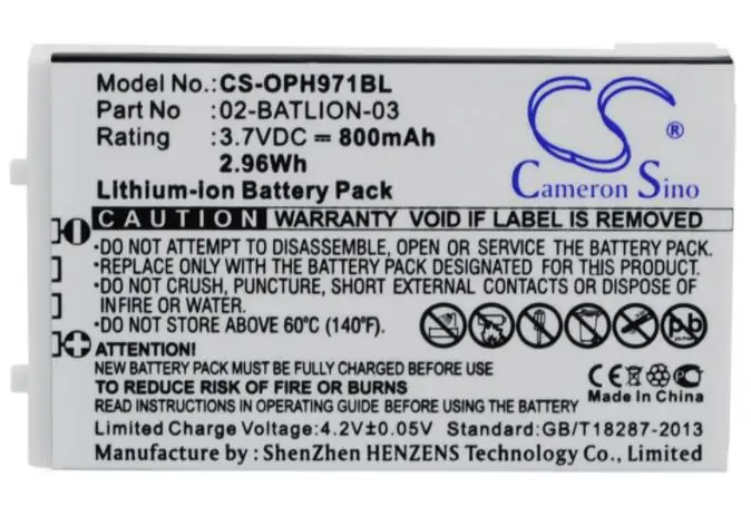 Cameron sino 800 мА/ч, батарея для OPTICON OPL-7724 7734 9700 9712 9713 9723 9724 9725 9727 02-BATLION-03 11267 ORBLIOP0012