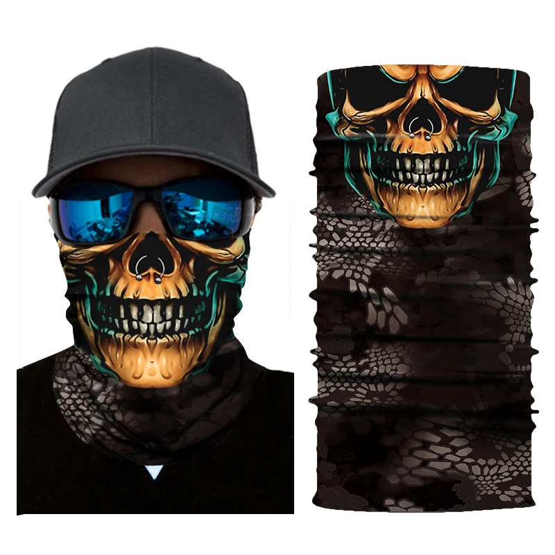 Мотоциклетный шлем с черепом Байкер Балаклава езды костюм пугающие банданы Хэллоуин маска призрак Спорт лицо щит тушь для ресниц мото - Цвет: dc-015