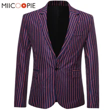 Новые осенние полосатые мужские костюмы, жакеты, блейзеры Повседневные однокнопочный мужские костюмы Slim Fit Свадебные деловые мужские куртки