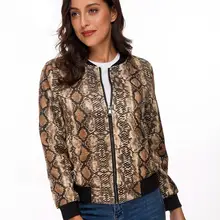 Женское модное сексуальное теплое спортивное пальто со змеиным принтом с длинным рукавом и карманом для бега на молнии, короткие женские куртки