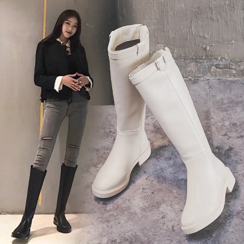 

Shoes Women Boots Over Knee Booties Ladies Boots-women Winter Footwear Round Toe Zipper Over-the-knee 2019 2020 Rubber Med