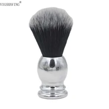 Хромированная Черная синтетическая щетка для бритья с металлической ручкой