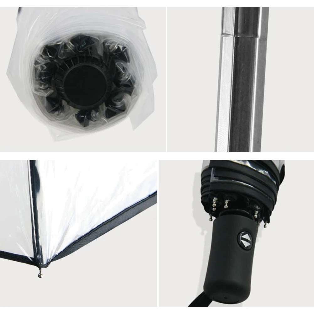 Transparent Windproof Automatic Folding Umbrella, Unisex Outdoor Travel Business Simple Portable Car Sun Umbrella