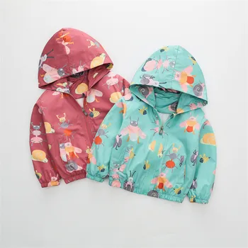 

Girl Jackets Spring Autumn Cartoon Bee Print Hooded Zipper Jackets For Boys Kids Clothing Chilren Outwear 2 3 4 5 6 Years 2019