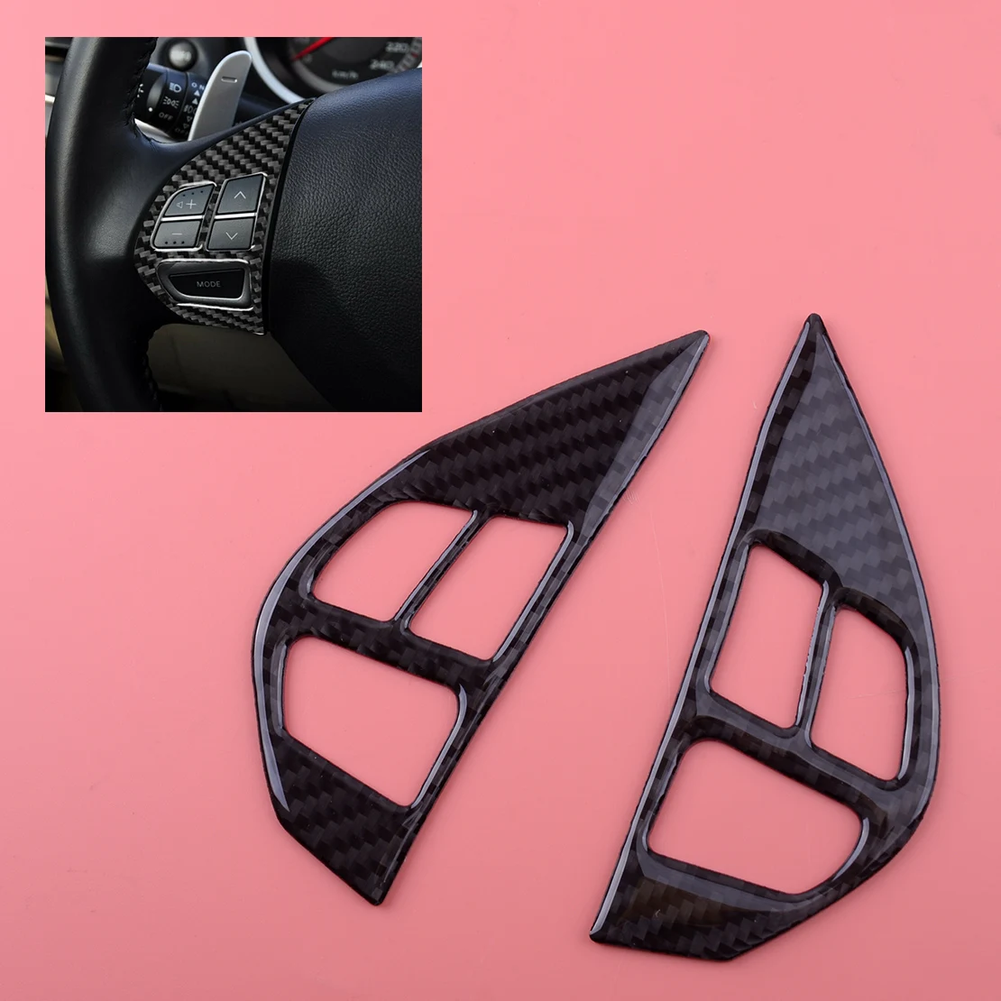 JenNiFer Carbon Fiber Pattern Auto Lenkrad Kontrolle Aufkleber Decal Trim Für Mitsubishi ASX Lancer Silber 