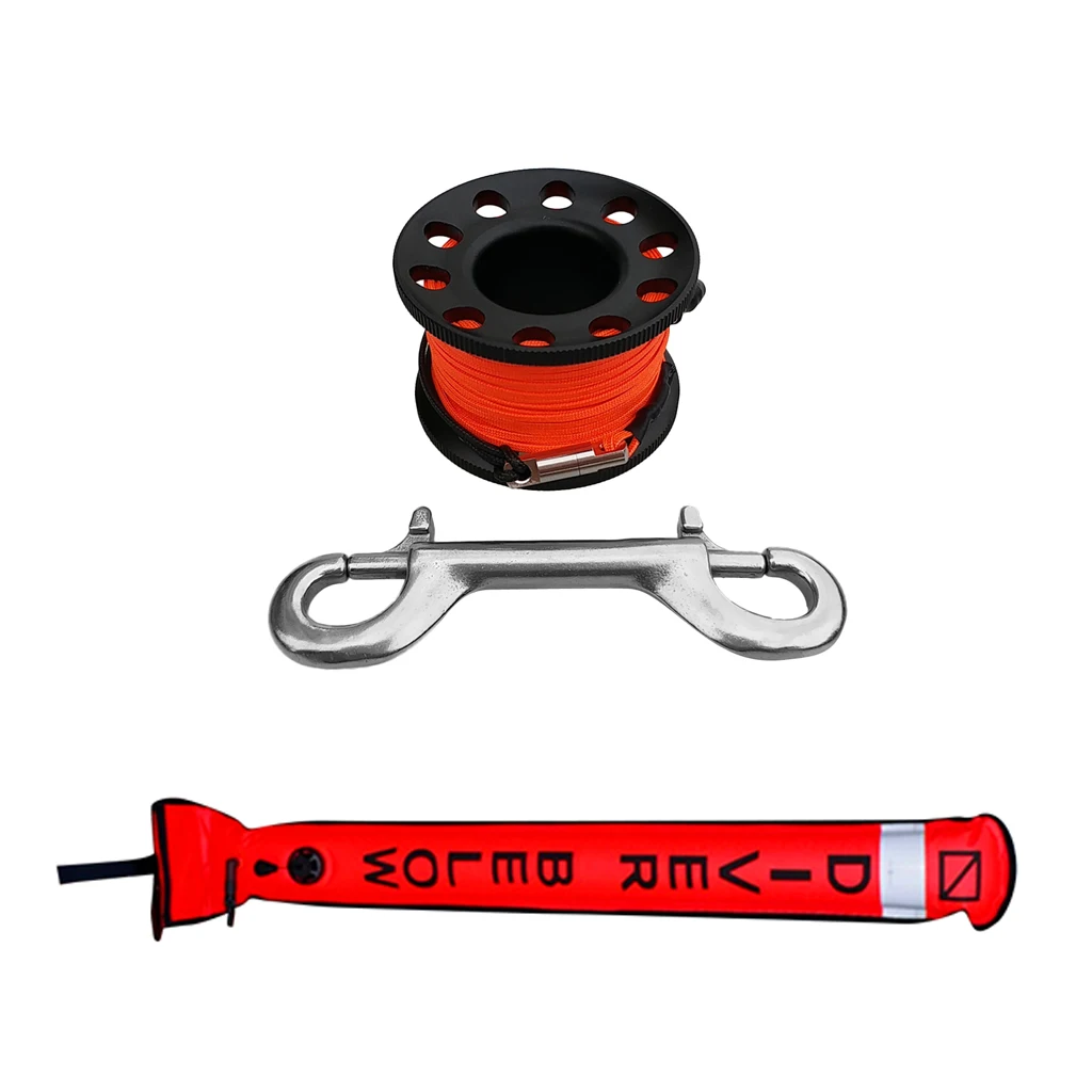 Scuba Diving SMB Surface Marker Buoy Signal Tube with Dive Reel Spool Safety Gear Equipment - Various Colors