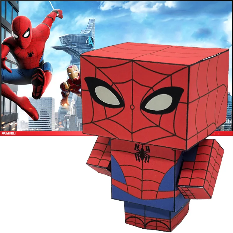 Нет-клей Marvel Человек-Паук складной резки милый 3D бумажная модель бумаги ремесло аниме Рисунок DIY Cubee для детей взрослых ремесло игрушки CS-008