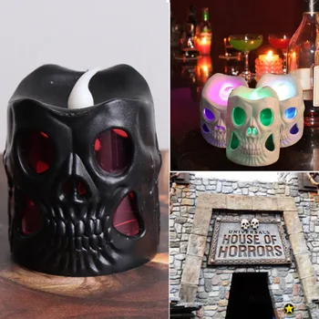 

3D Skeleton Skull Candle Lights Halloween Decor Supplies Party Bar Props TN99