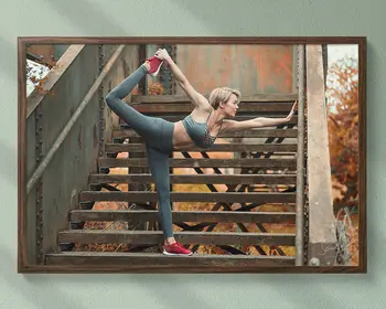 

0126J Yoga Training Fitness Bodybuilding Women Sexy Beautiful Strong Wall Sticker Silk Poster Art Home Decoration