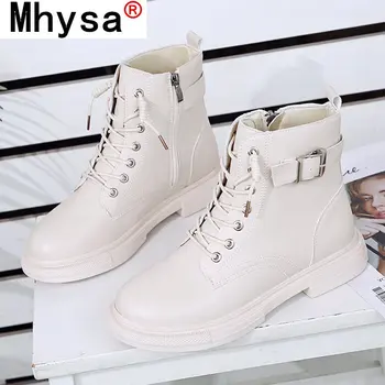 

2020 New Hot Sale Fashion Ankle Boots for Women Low Heel Round Toe Buckle Ladies Shoes High Quality Winter Women Boots Black