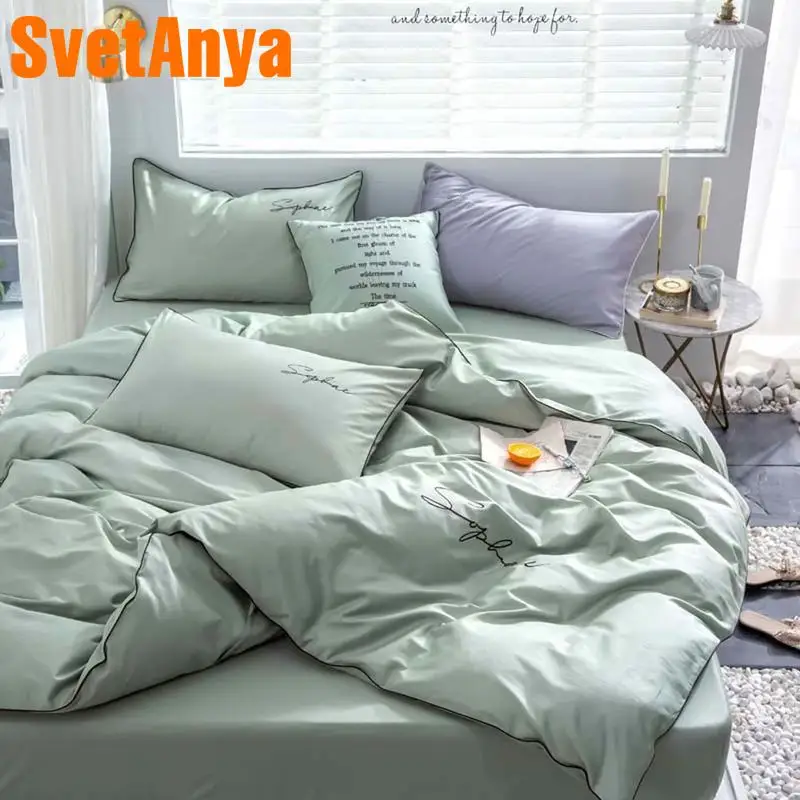

Svetanya egyptian Cotton Bedding Set king queen double size flat fitted Sheet Linens