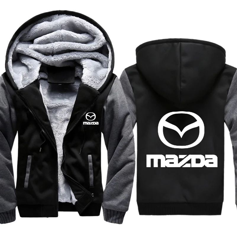 Толстовки для мужчин для автомобилей Mazda Логотип печати куртка для мужчин толстовки Зимний толстый теплый флис хлопок молния камуфляж реглан мужская куртка s