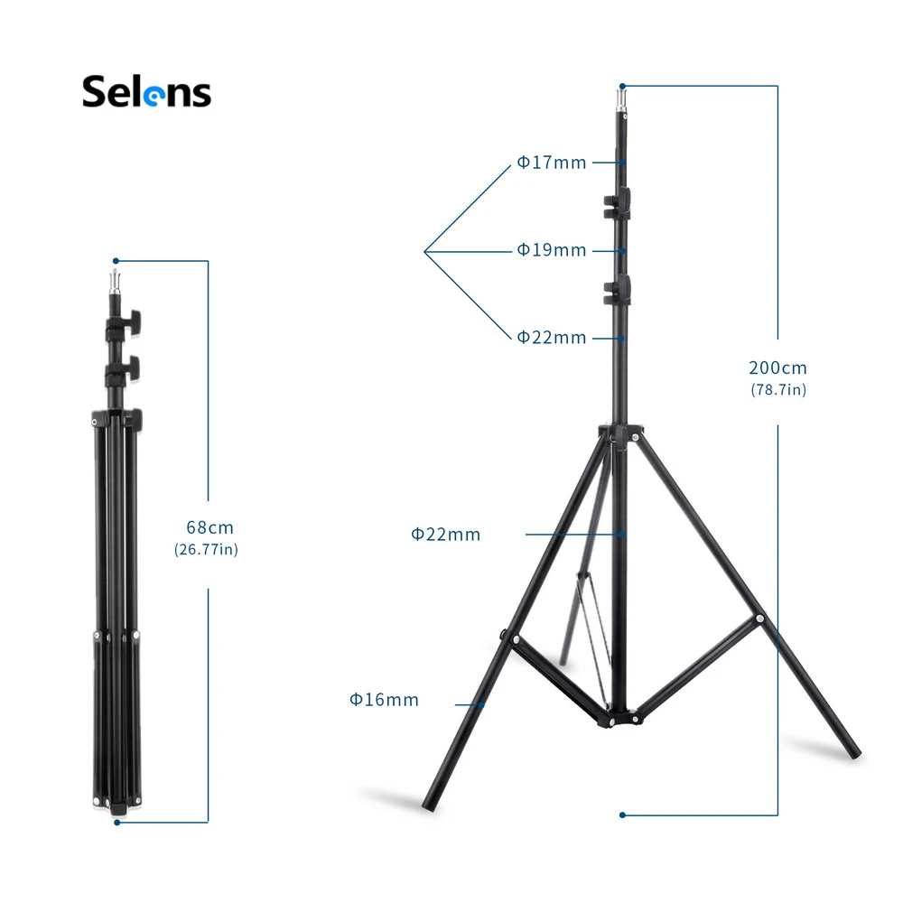  2M Light Stand Tripod with 1/4 Screw Head for Photo Studio Softbox Video Flash Umbrella Reflector L