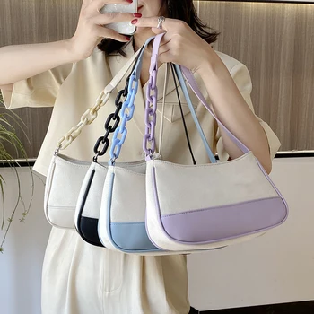 

NEW French Design Fashion Armpit Bag Handbag & Elegant Chain Canvas Bag Shoulder Bag Width 25cm Height 15cm Thickness 7cm