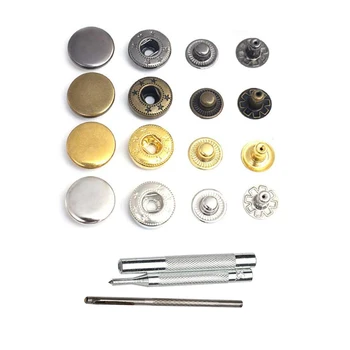 

10 Set+1Set of tools/Pack 15mm Metal Press Studs Sewing Button Snap Button Fasteners Sewing Leather Craft Clothes Bags Garment