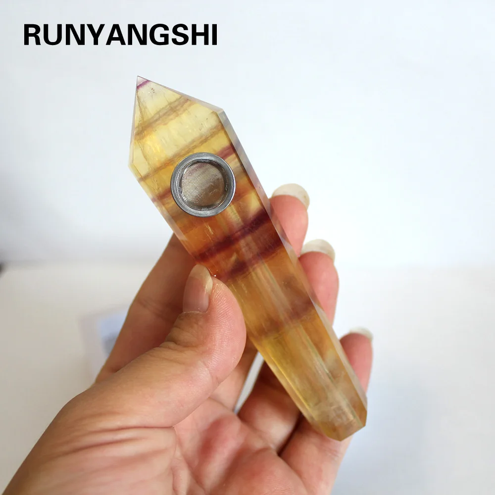 Runyangshi 1 шт. оптовая продажа Прозрачный Светло Желтый флюорит Высококачественная