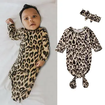 

0-6 Months Newborn Baby Sleeping Bags Bedding Clothing Baby Girl Boy Cotton Leopard Print Swaddle Blanket Wrap Baby Sleeping Set