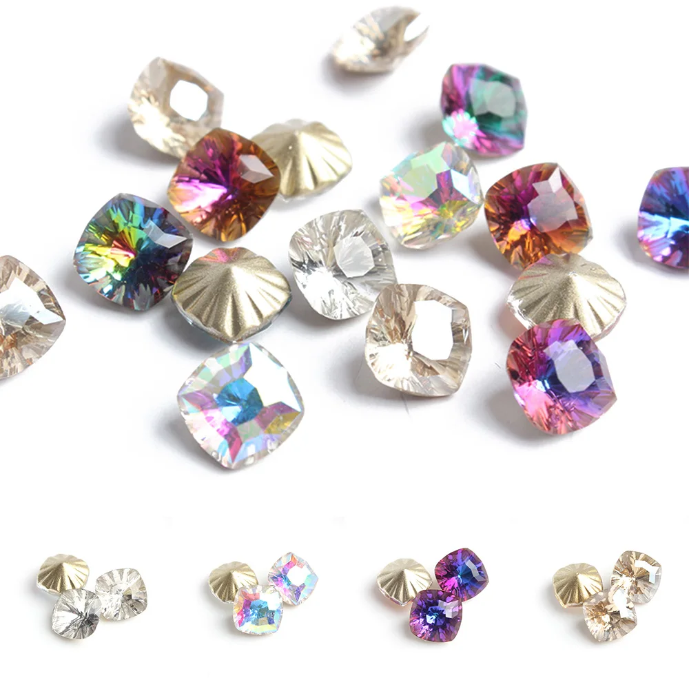 

NEW Nail Art Rhinestones 30Pcs/Pack Pointed Bottom Square Glass Mix Color Stones Strass Crystals For 3D Nails Decoration