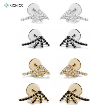 

Kikichicc 925 Sterling Silver 10m Web Stud Earring Special Design Crystal Zircon CZ Rock Punk Men Women Luxury Jewelry In Party