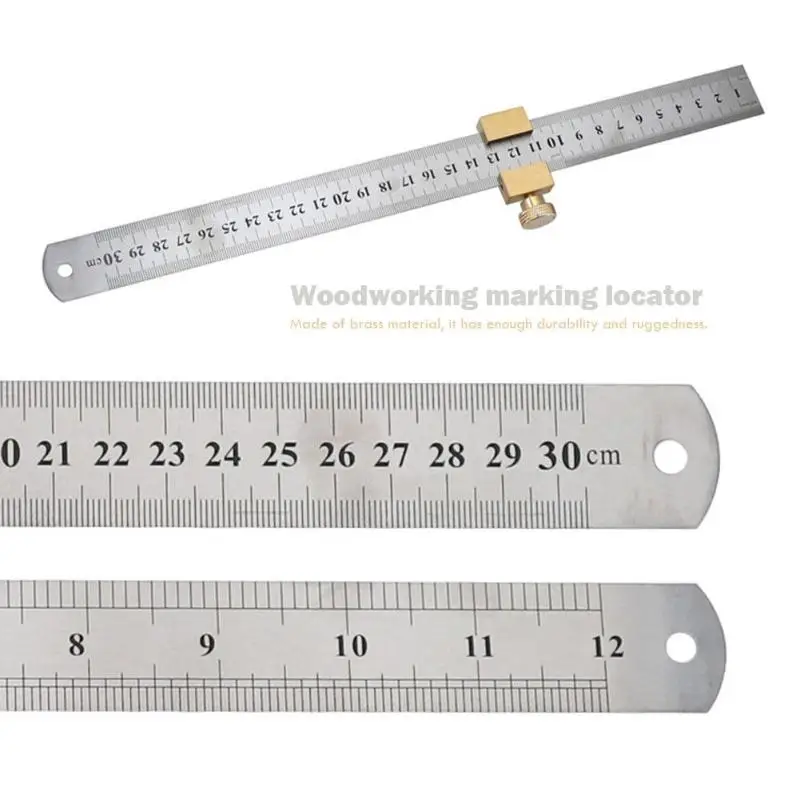 30 см столярная стальная линейка Калибр латунный локатор блок позиционирования линия Scriber простой дизайн и простая установка