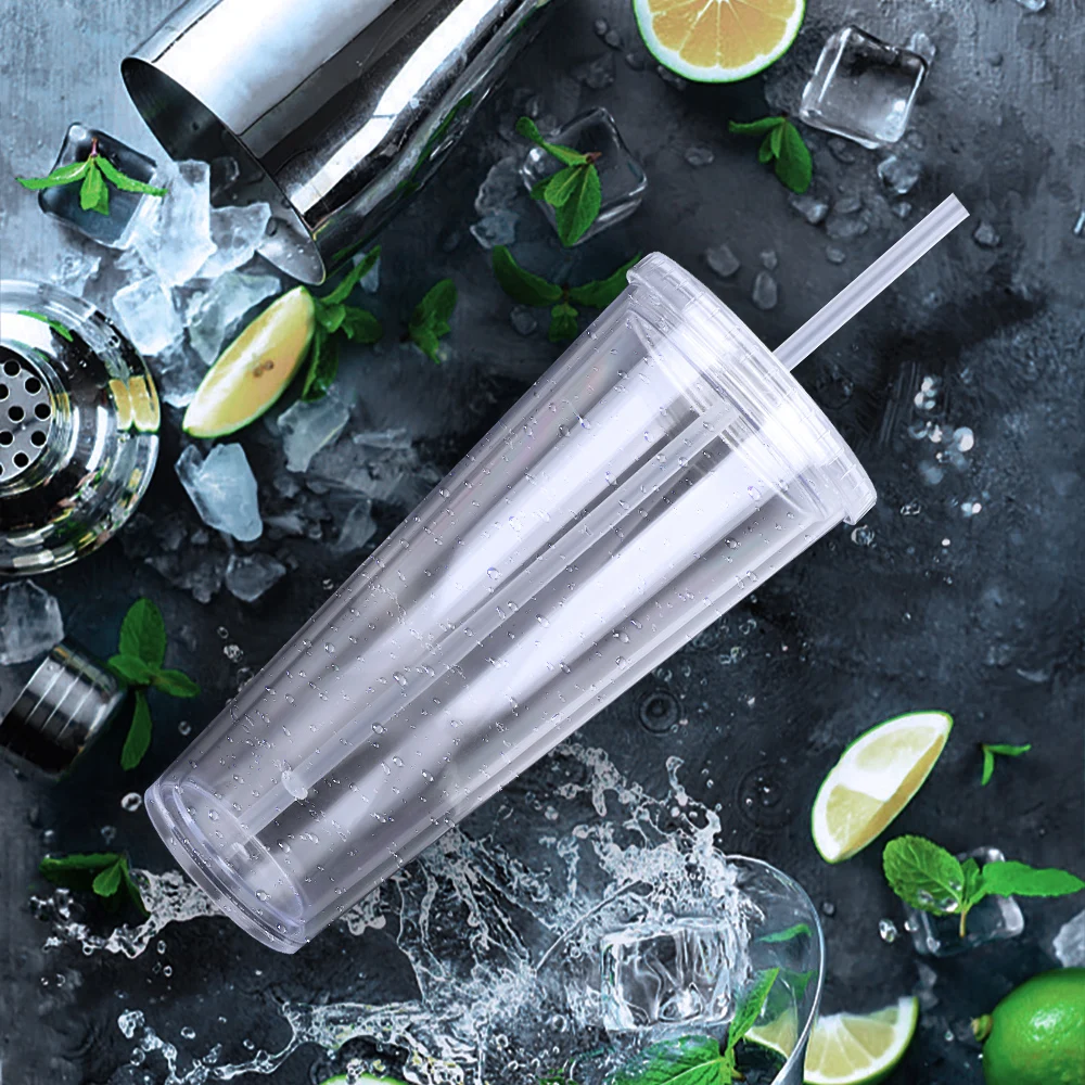 650ml/450ML Clear Tumbler with Straw Reusable Transparent Double-layer Water bottle For Coffee milk DIY Smoothie Cup Drinkware | Дом и сад