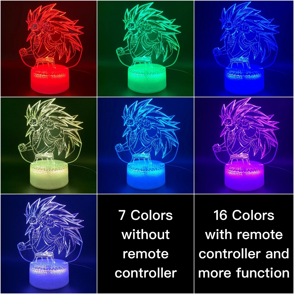 Awesome 3D Illusion Lamp Dragon Ball Z Goku Super Saiyan Figure Office Home Decoration Lamp Gift for Kids Child Led Night Light
