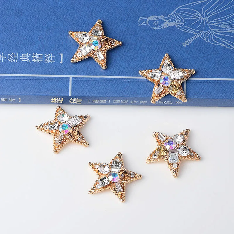 

10pcs 25mm Zinc Alloy Charms Pendant Gold color Crystal Charms Star Charms For DIY wedding Jewelry Making Finding Accessories